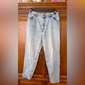 VTG Women Levi's 15951 Orange Tab Relaxed Tapered light wash denim blue jeans 16